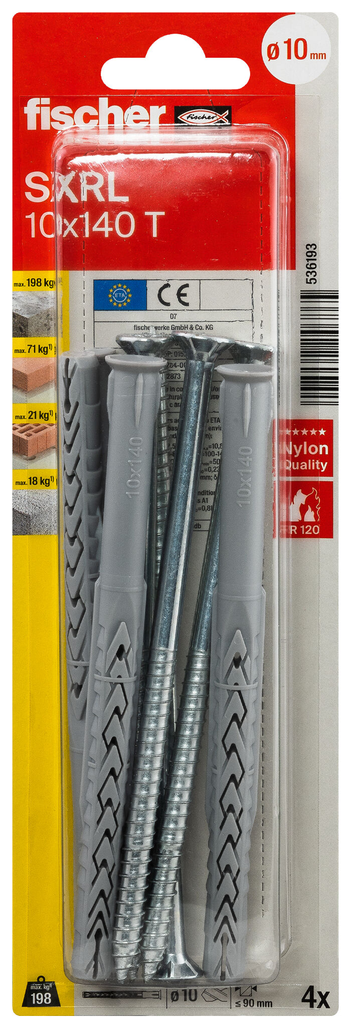fischer Frame fixing SXRL 10 x 140 T zinc-plated steel